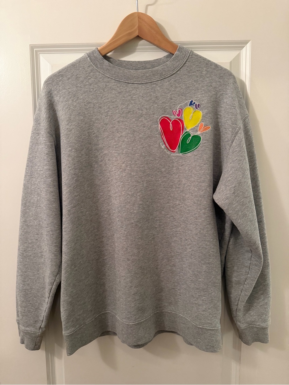 Kate Spade ♠️ Gray Crewneck Sweatshirt with Colorful Heart Motif